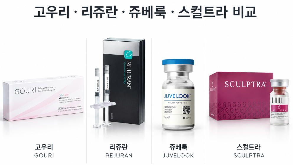 고우리 리쥬란 차이 | 쥬베룩·스컬트라까지 성분과 제형 비교