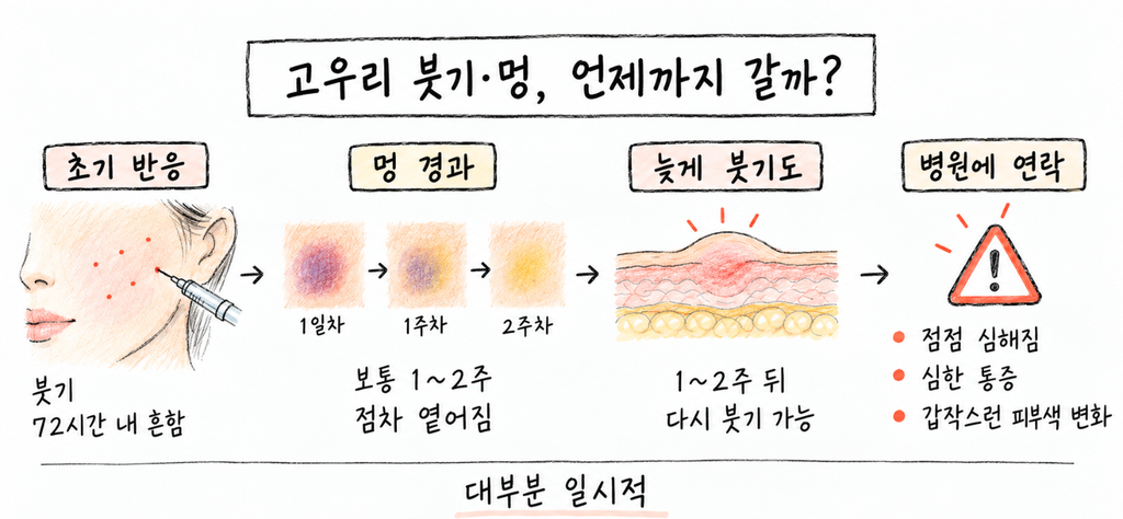 고우리 붓기·멍, 언제까지 갈까? 시술 후 경과와 주의사항