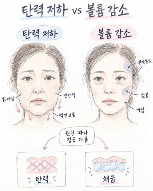 탄력 저하와 볼륨 감소에 따른 접근